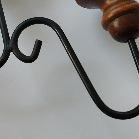 Boho Chic Candleabra Brown Wood 5 Candleholder Black Metal Casual - Picture 7 of 16